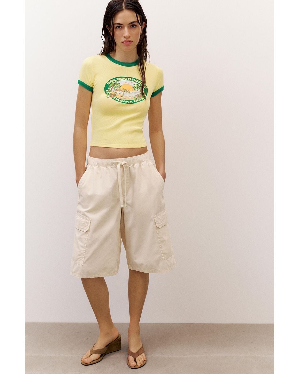 Pull&Bear Yellow Copacabana Graphic T-Shirt