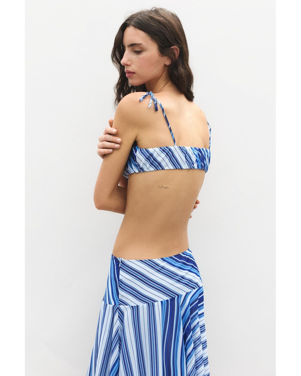 Pull&Bear Blue Striped Strappy Top
