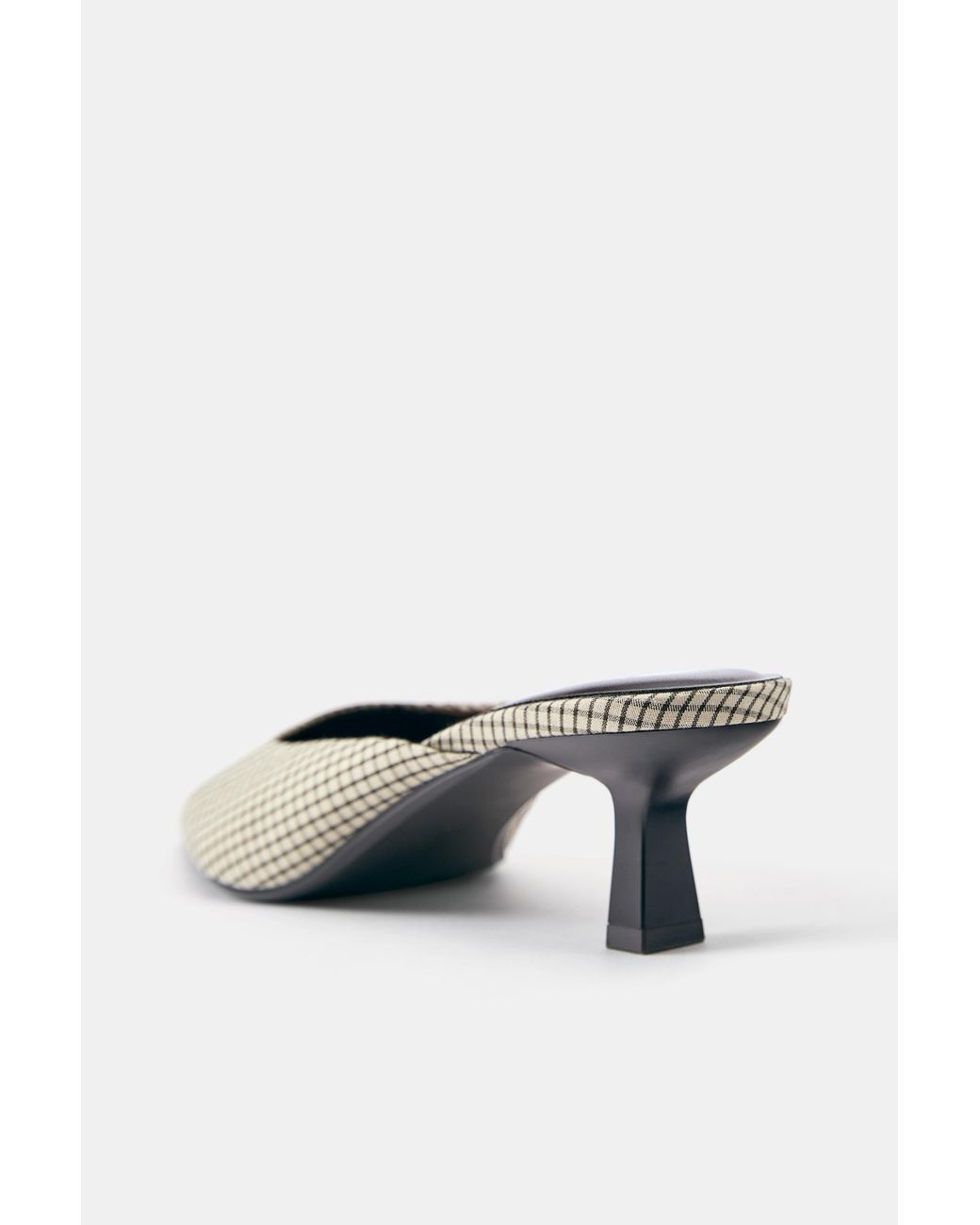 Pull&Bear White Checked Mule Heels