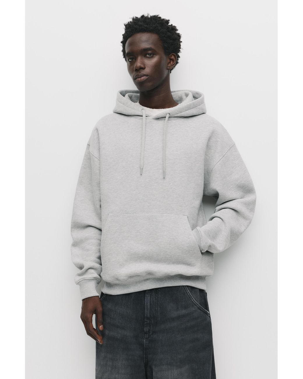 Pull&Bear Basic Hoodie in het Gray voor heren