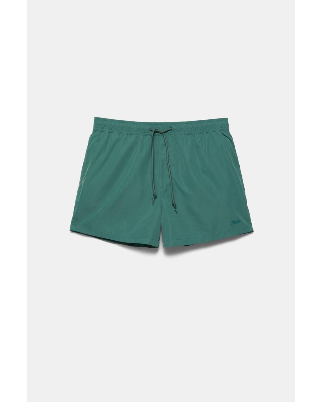 Pull&Bear Green Basic Swimming Trunks for men