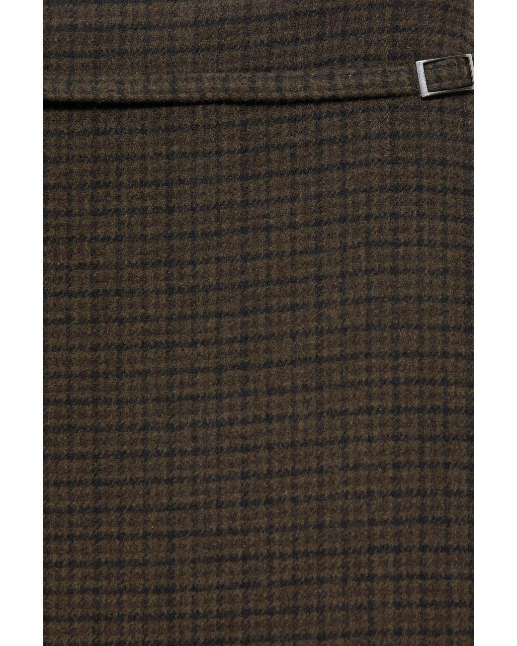 Pull&Bear Brown Check Midi Skirt With Belt