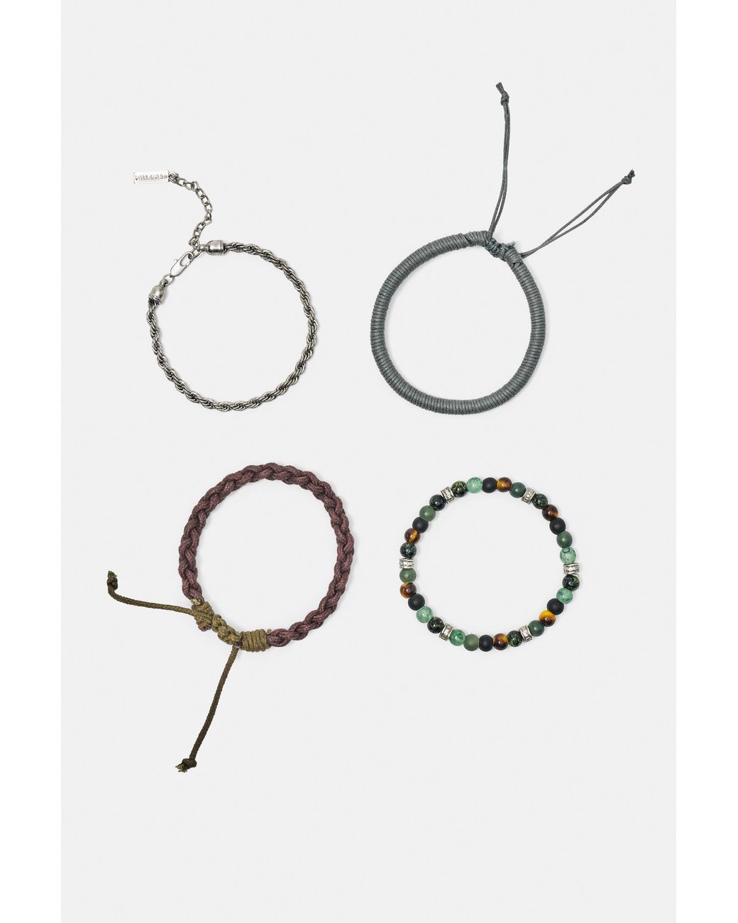 Pull&Bear White Pack Of 4 Bracelets for men