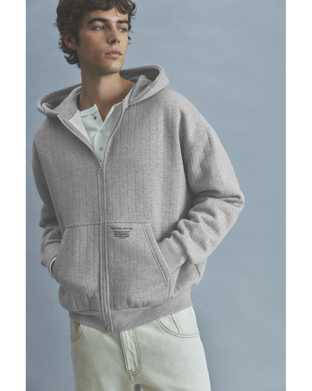 Pull&Bear Black Boxy Hoodie With Zipper for men