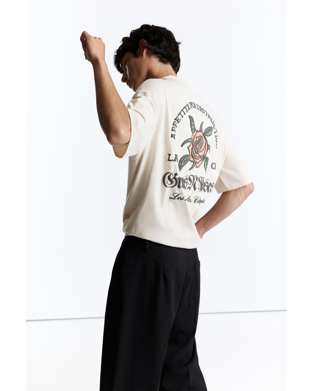 Pull&Bear White Guns N' Roses Relaxed Fit T-Shirt for men