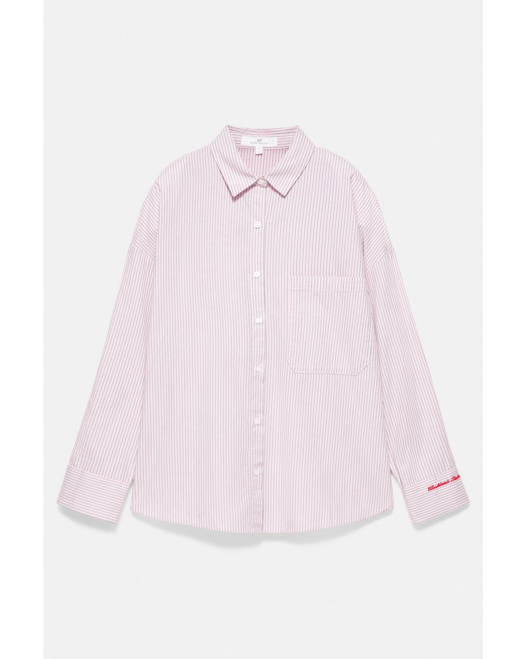 Camicia A Righe Con Ricamo di Pull&Bear in Pink