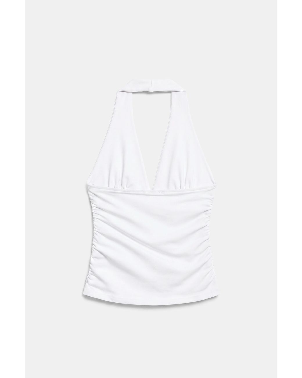 Pull&Bear White Halter Neck Top With Gathering