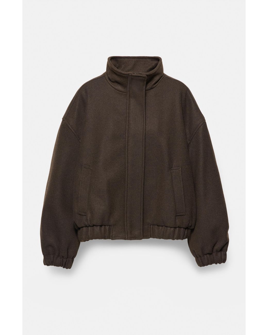 Pull&Bear Brown Cloth Bomber Jacket With A High Neck