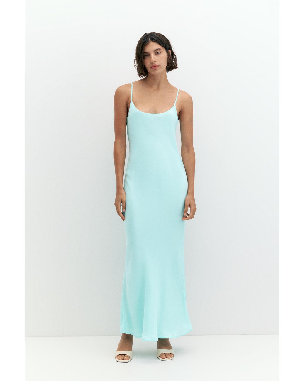 Pull&Bear Black Satin Midi Dress