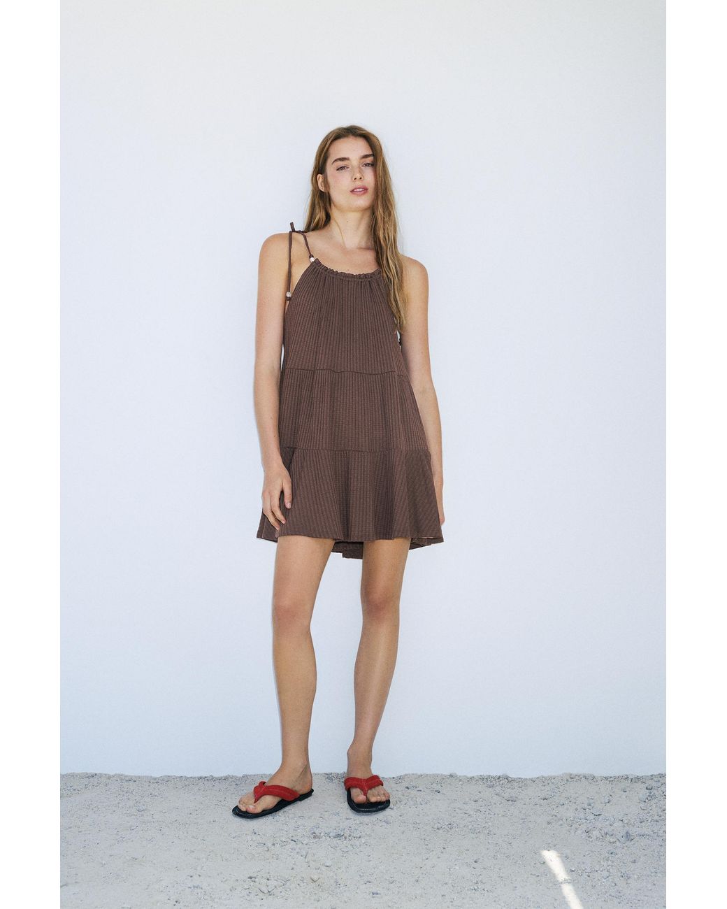 Pull&Bear Gray Paneled Strappy Dress