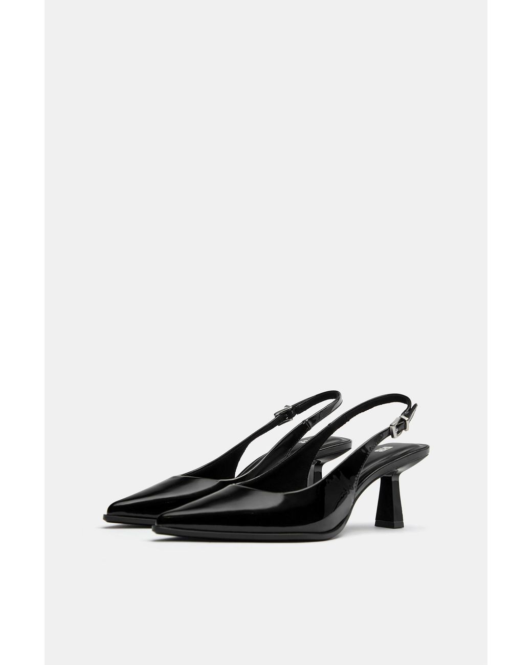 Pull&Bear Gray Patent Slingback Heels