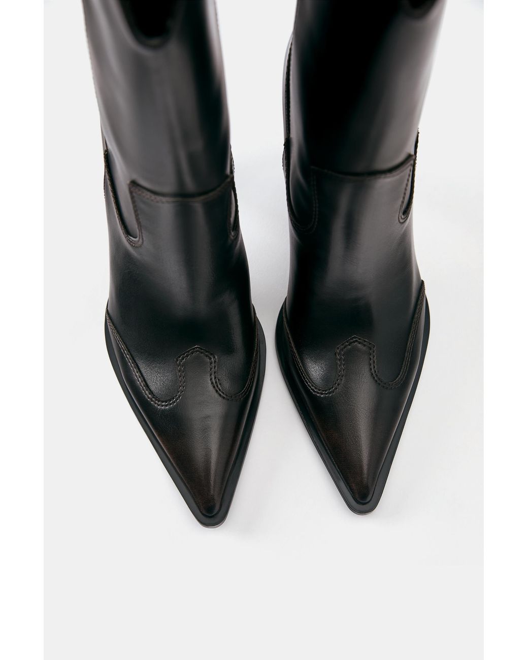 Pull&Bear Black Cowboy Heel Ankle Boots