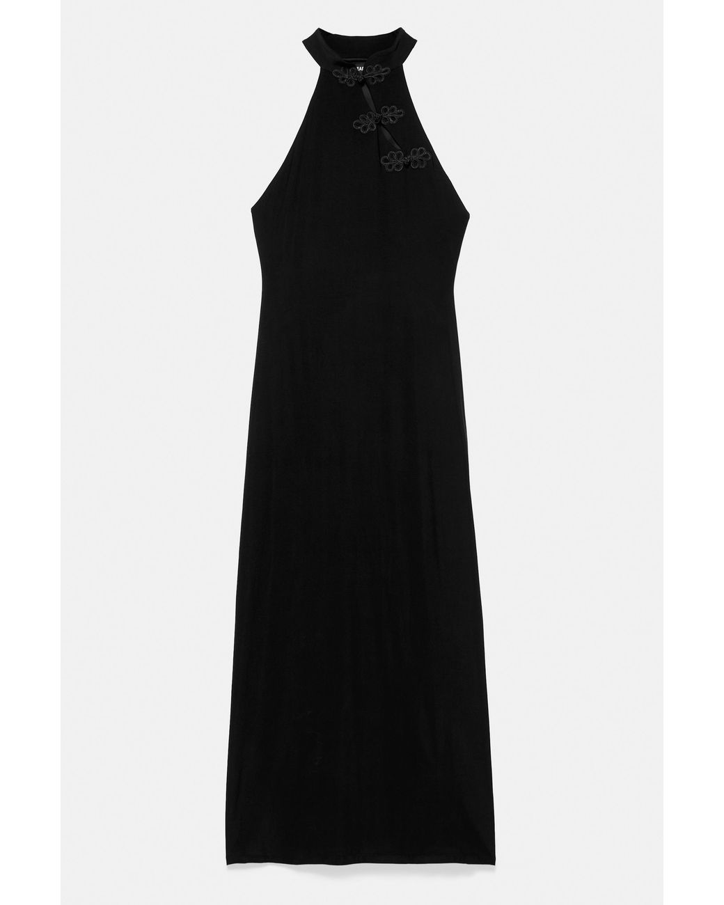 Pull&Bear Black Halter Midi Dress With Fireman Clasps