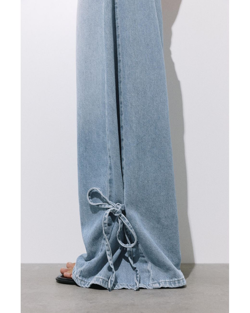 Pull&Bear Blue Wide-Leg Jeans With Bows