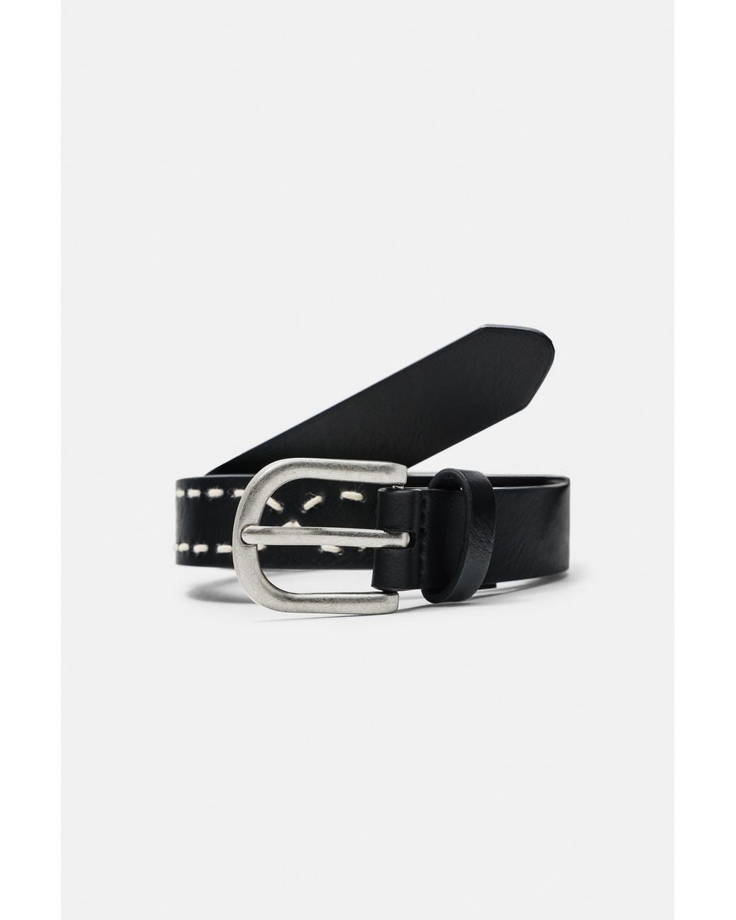 Pull&Bear Black Stitched Belt for men