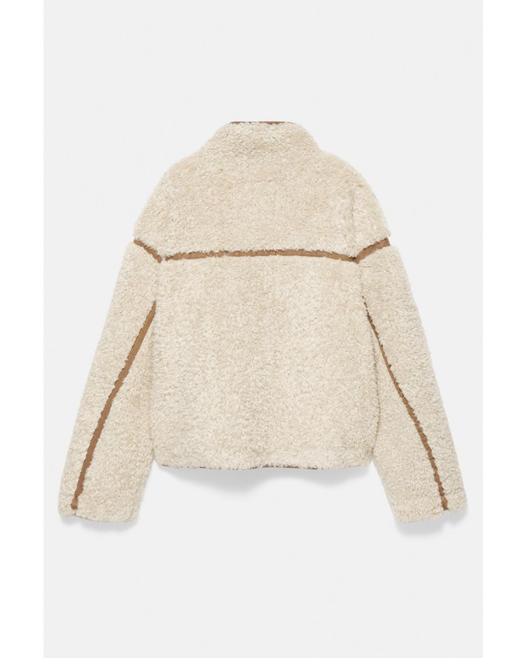 Pull&Bear Natural Faux Shearling Jacket With A High Neck