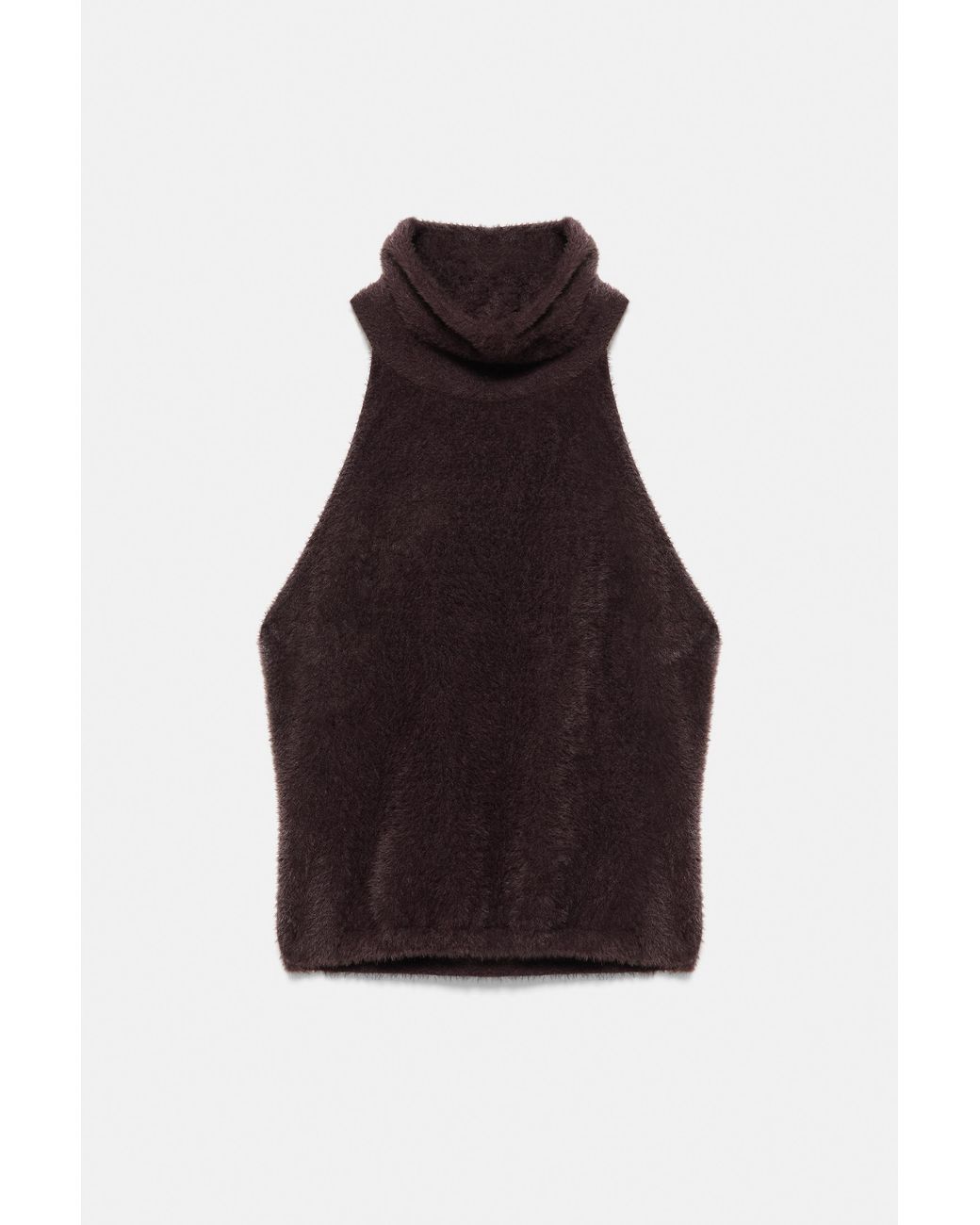 Pull&Bear Black Faux Fur Halter Top