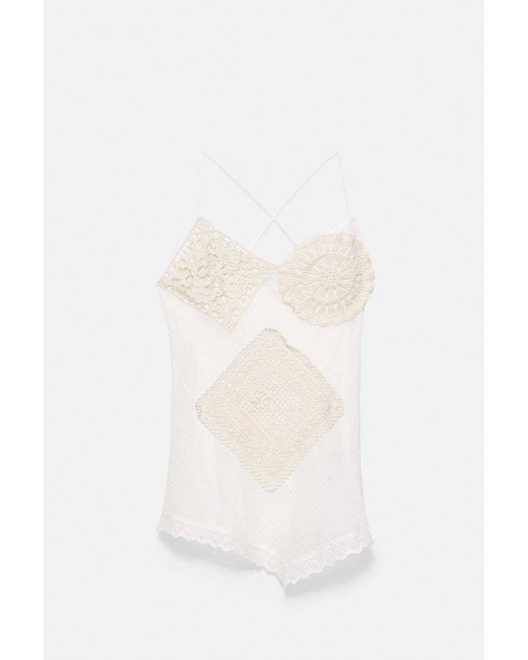 Pull&Bear Green Asymmetric Crochet Top