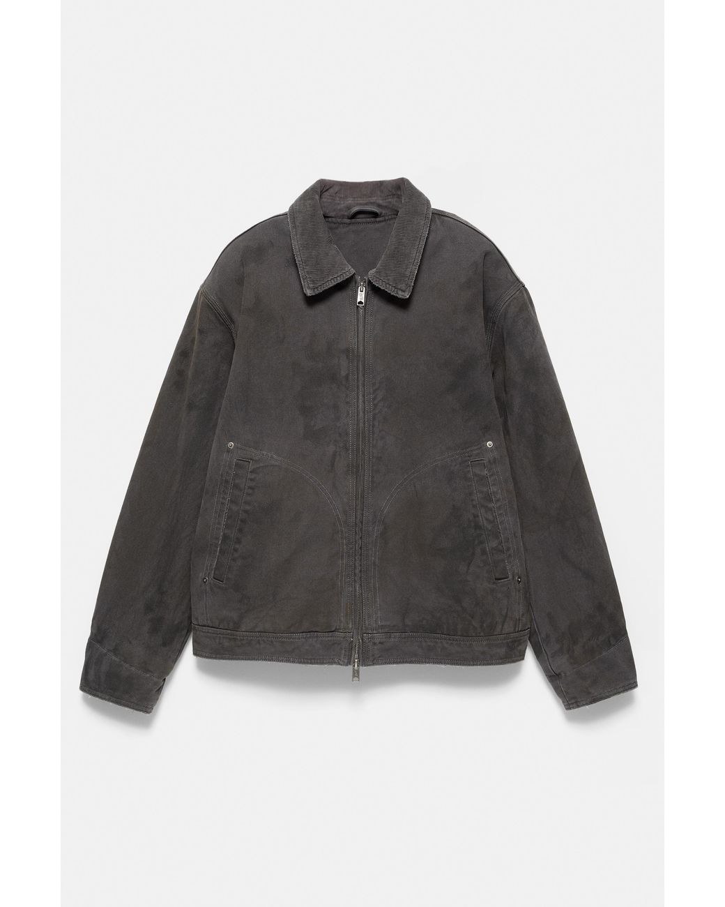 Pull&Bear Gray Washed-Finish Jacket for men