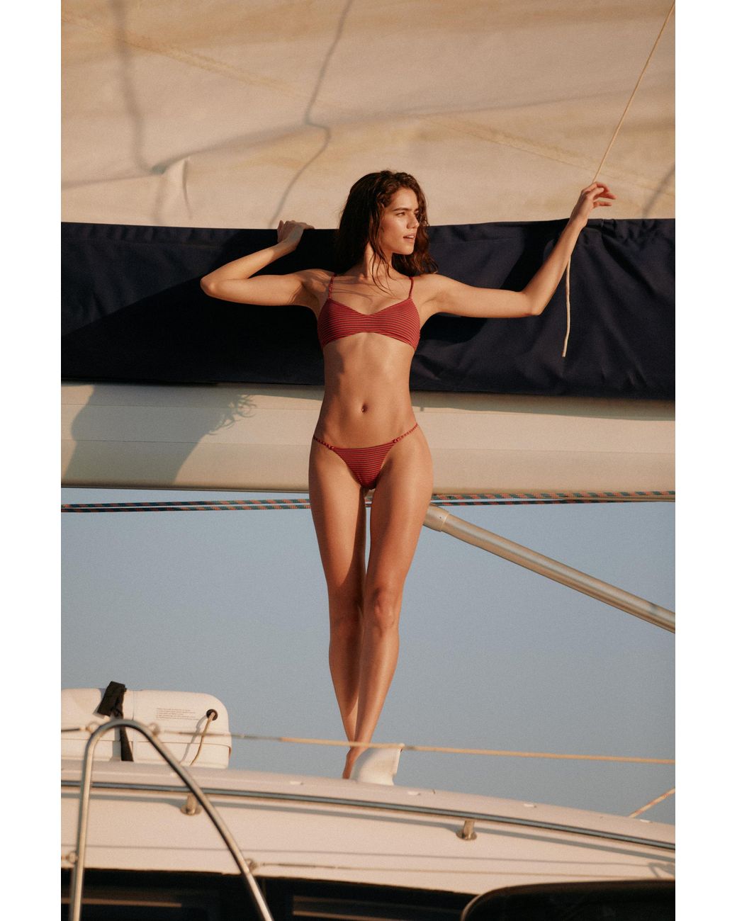 Pull&Bear Orange Striped Bikini Top