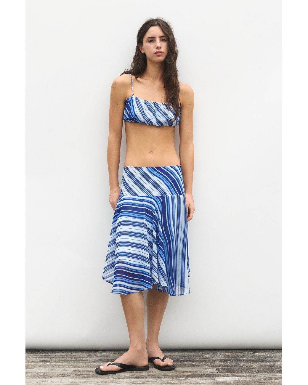 Pull&Bear Blue Striped Strappy Top