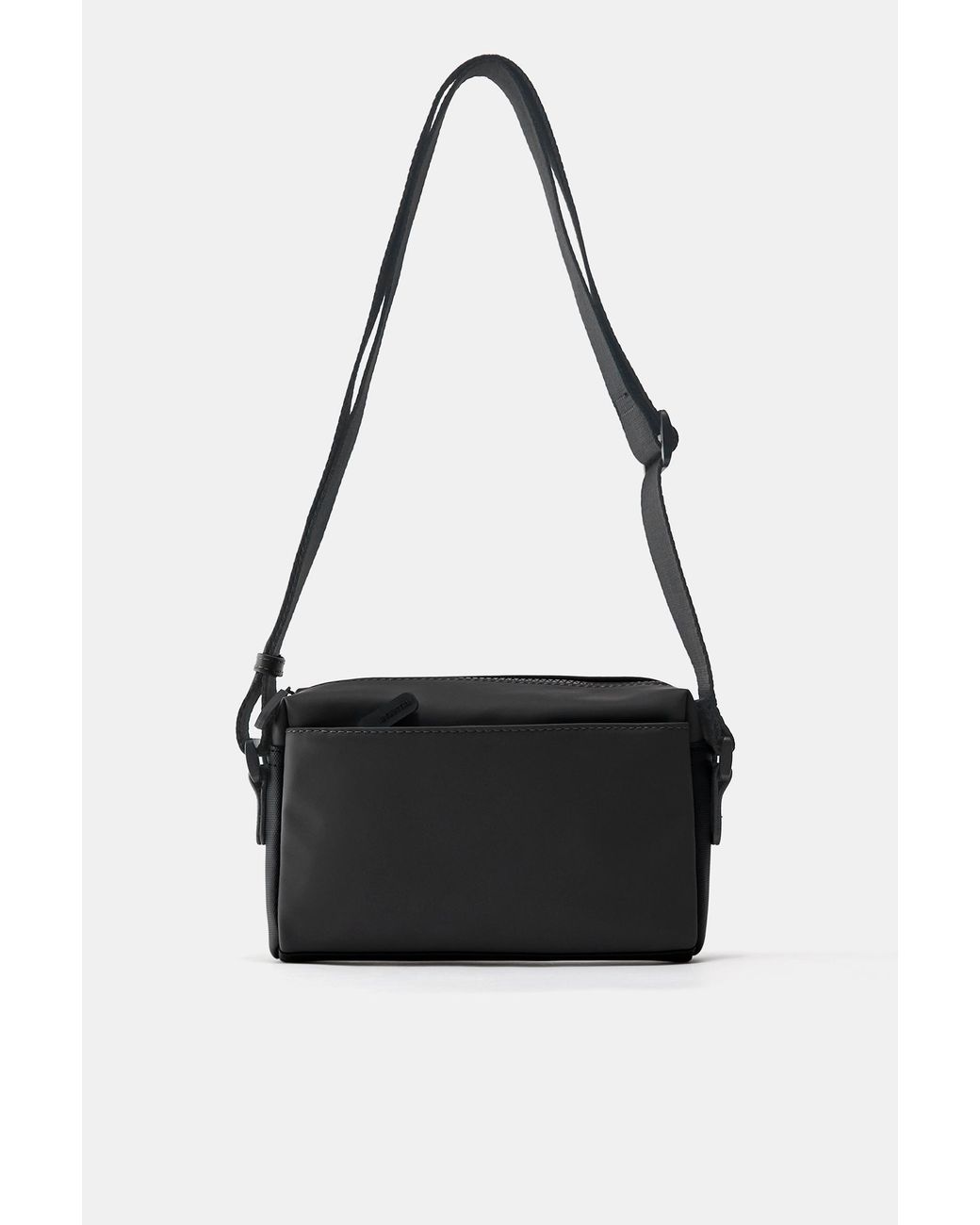 Pull&Bear Black Rubberised Crossbody Bag for men
