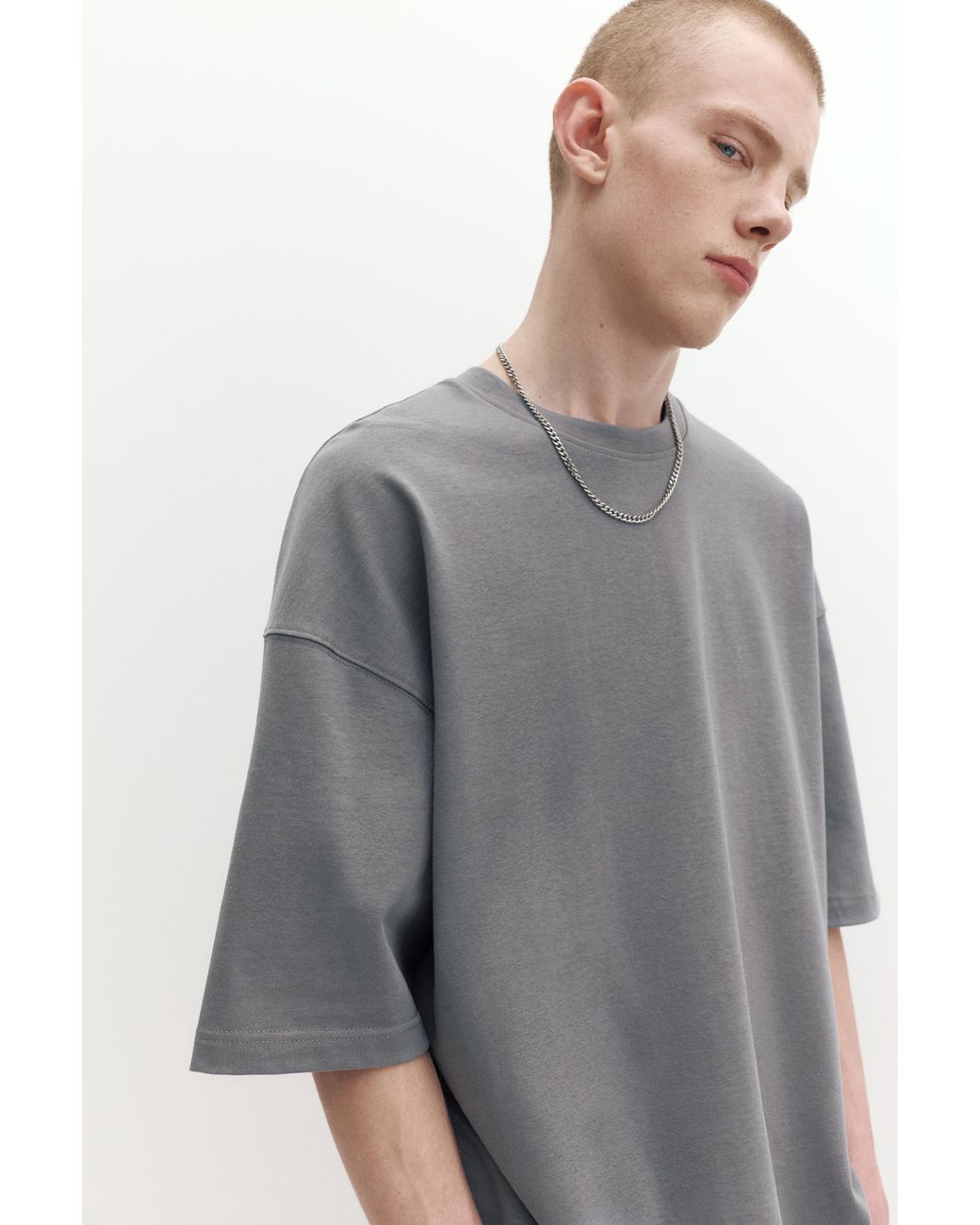 Pull&Bear Gray Loose Fit T-Shirt for men