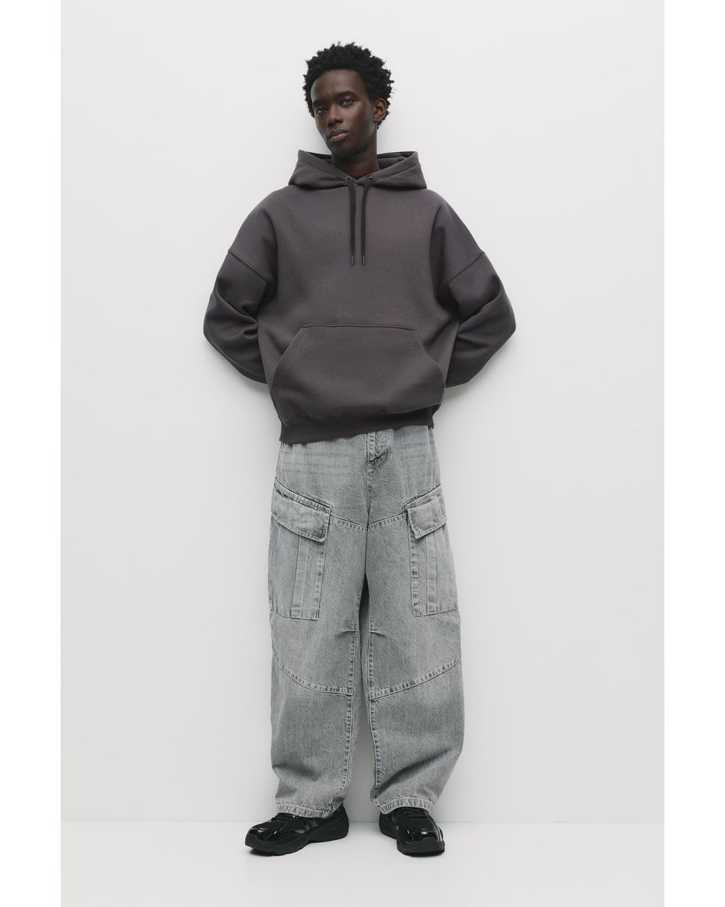 Pull&Bear Basic Hoodie in het Gray voor heren