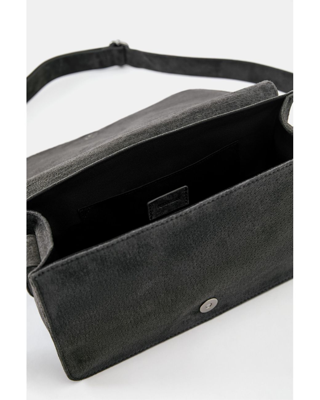 Pull&Bear Gray Leather Flap Crossbody Bag for men