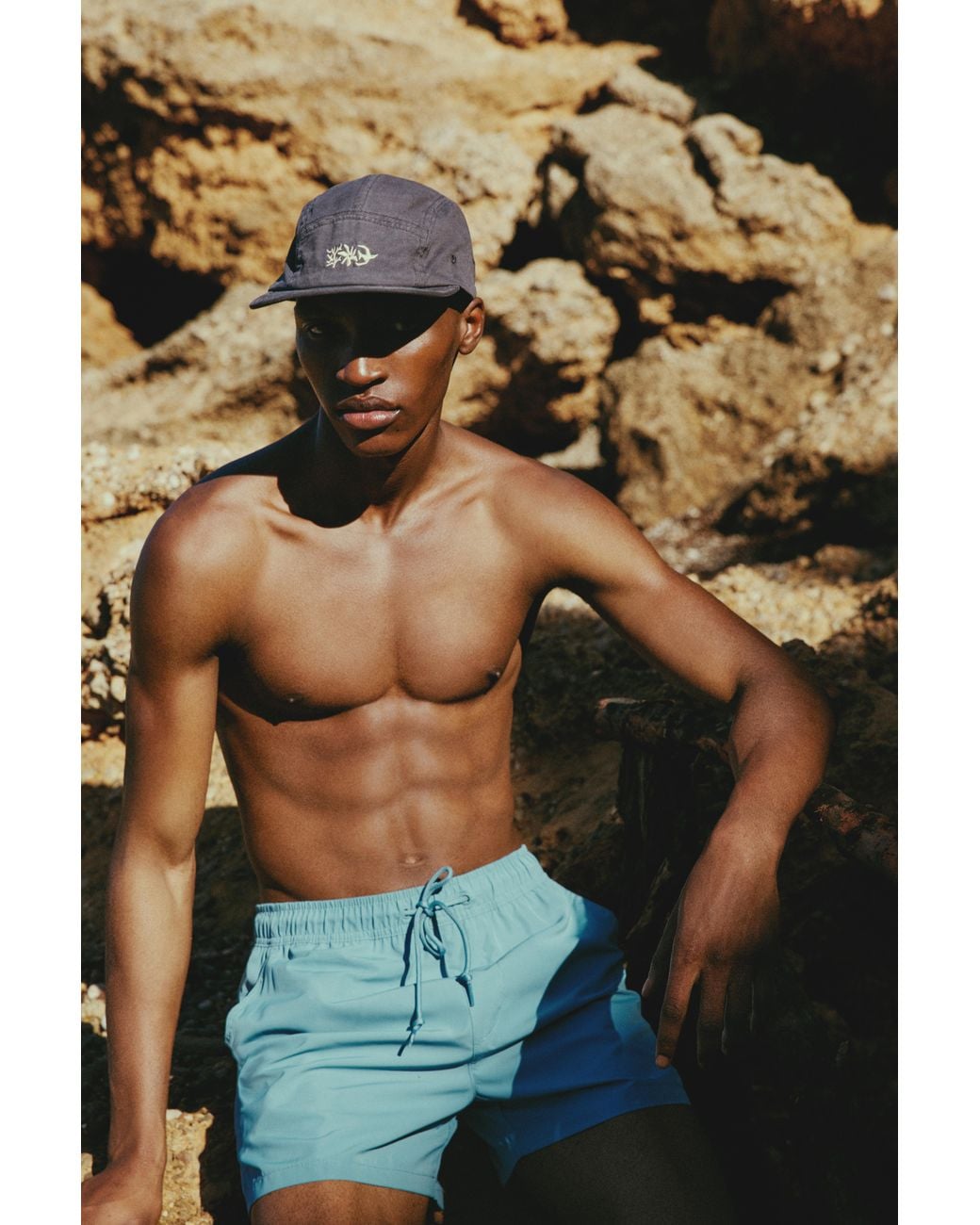 Pull&Bear Blue Basic Swimming Trunks for men