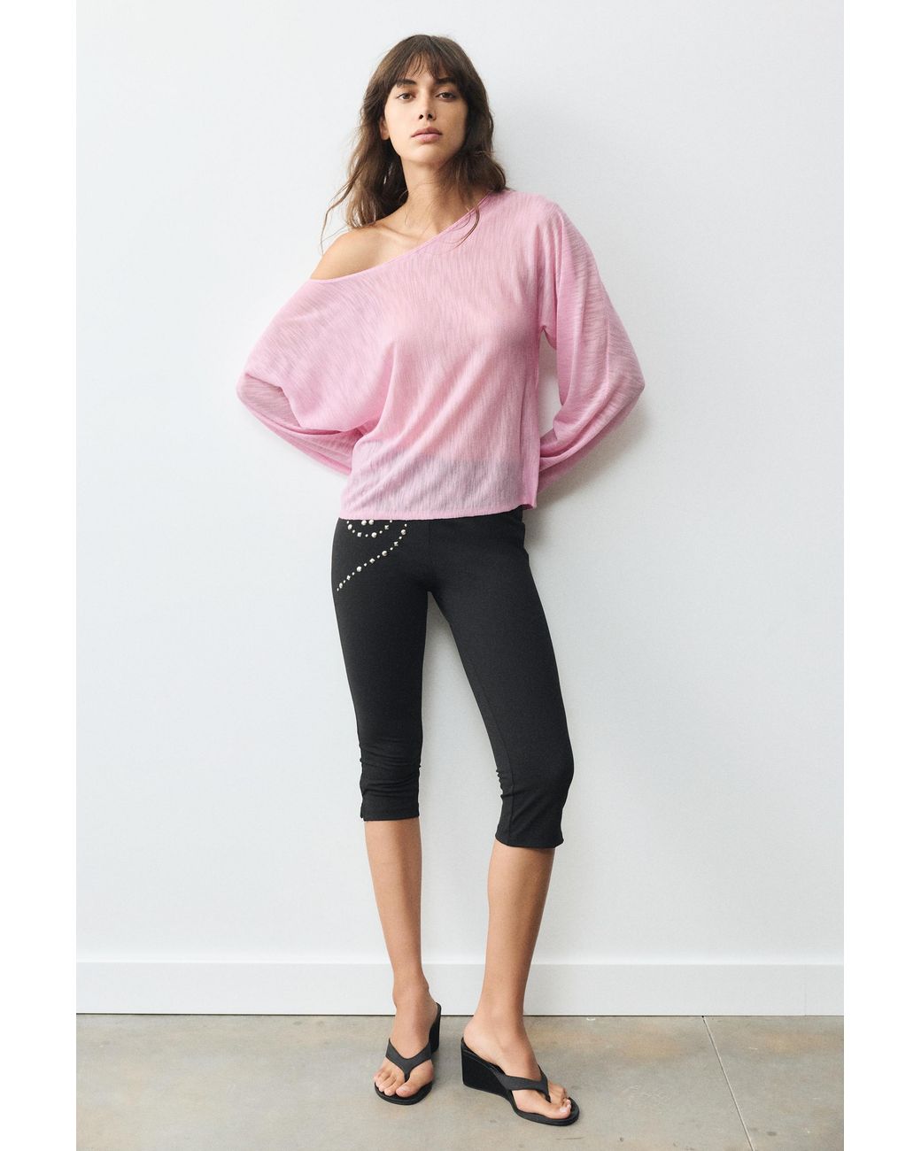 Pull&Bear Pink Fine Knit Asymmetric T-Shirt