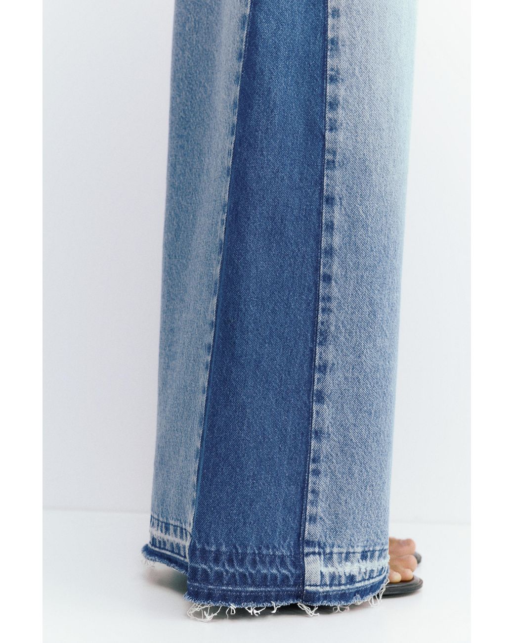 Pull&Bear Blue Wide-Leg Patchwork Jeans
