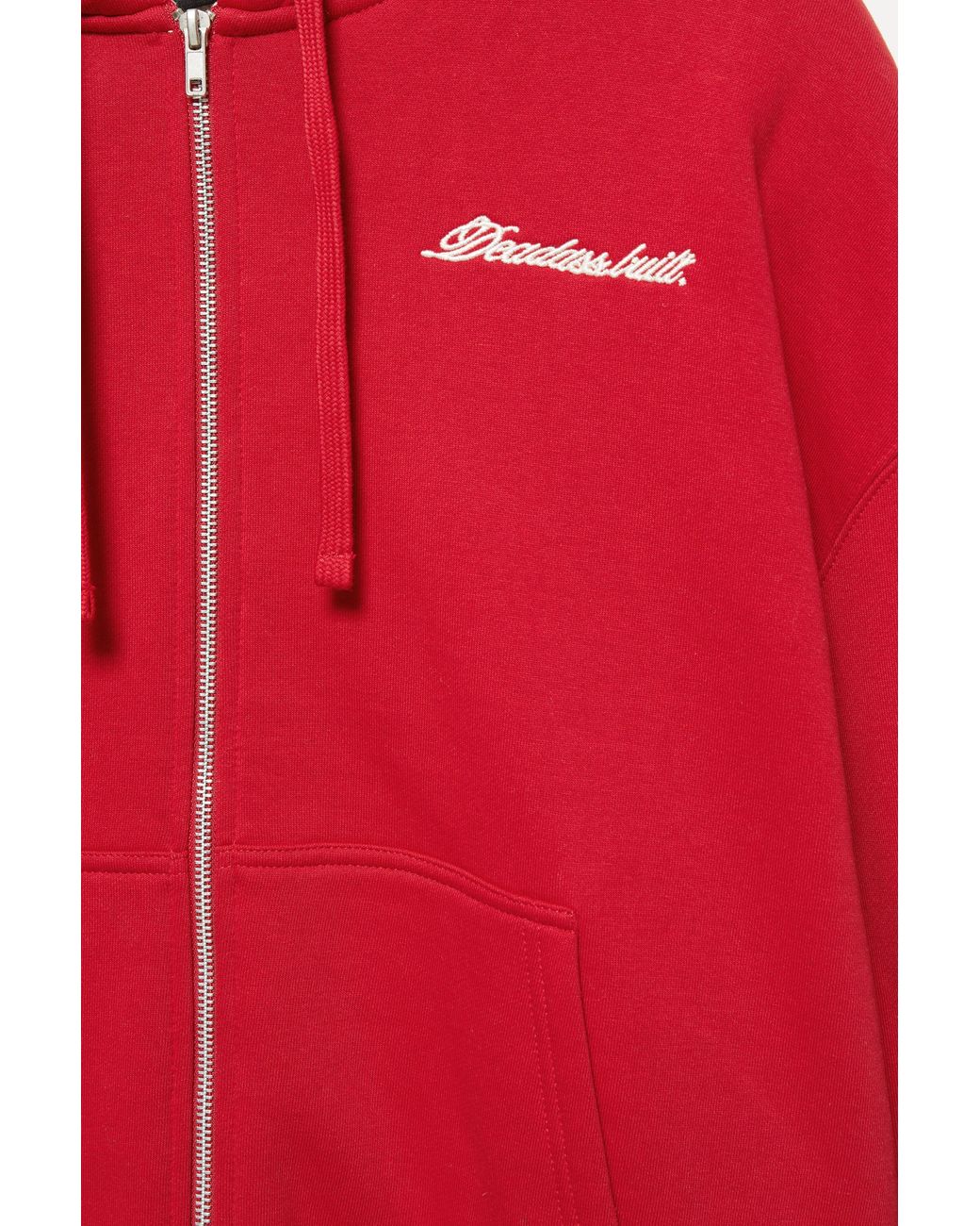 Pull&Bear Red Graphic Zip-Up Hoodie for men
