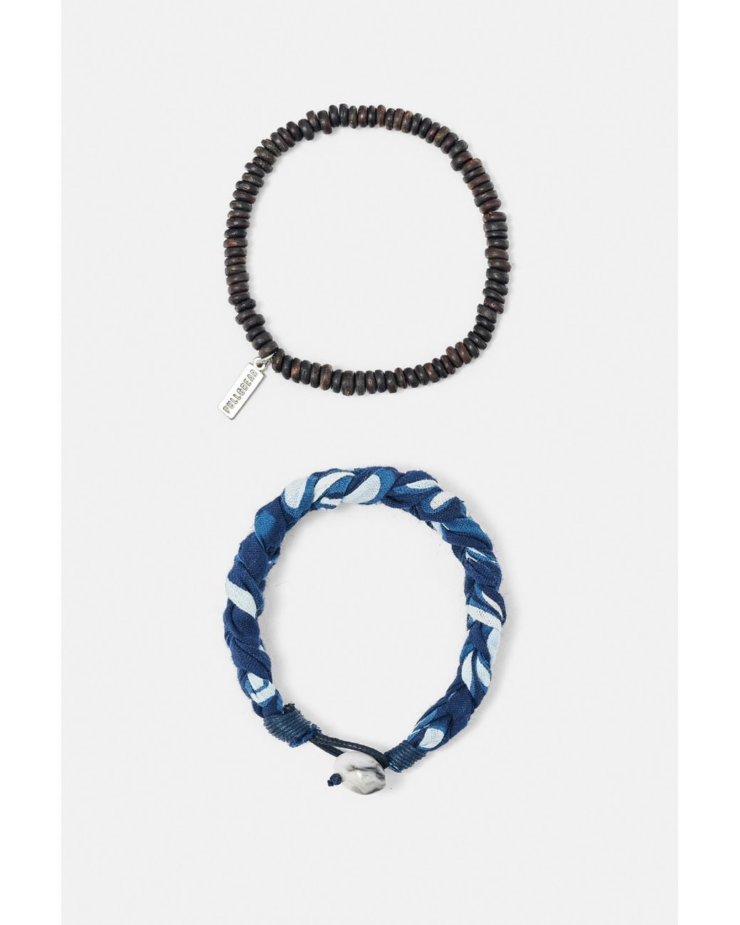 Pull&Bear Blue Pack Of 2 Bead And Bandana Bracelets for men
