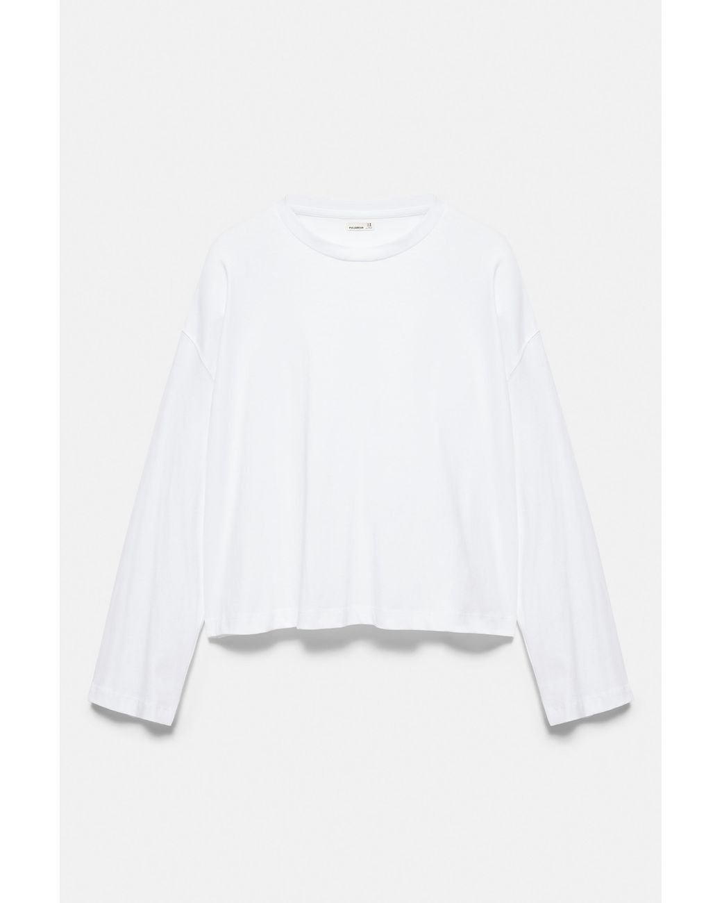 Pull&Bear White Boxy-Fit Long Sleeve T-Shirt