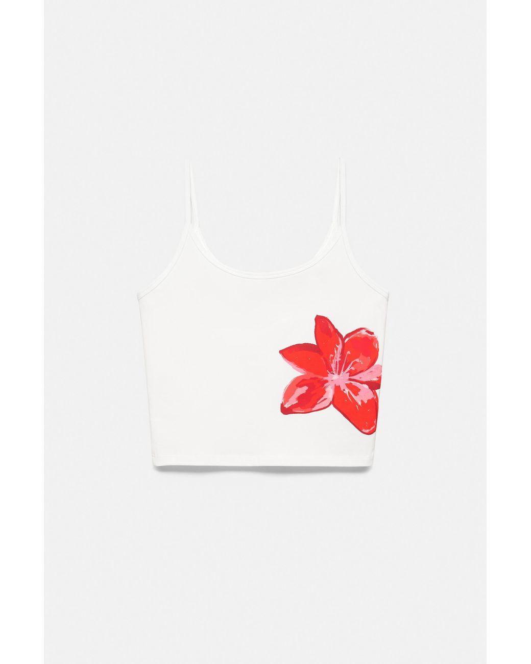 Pull&Bear Natural Hibiscus Flower Strappy Top