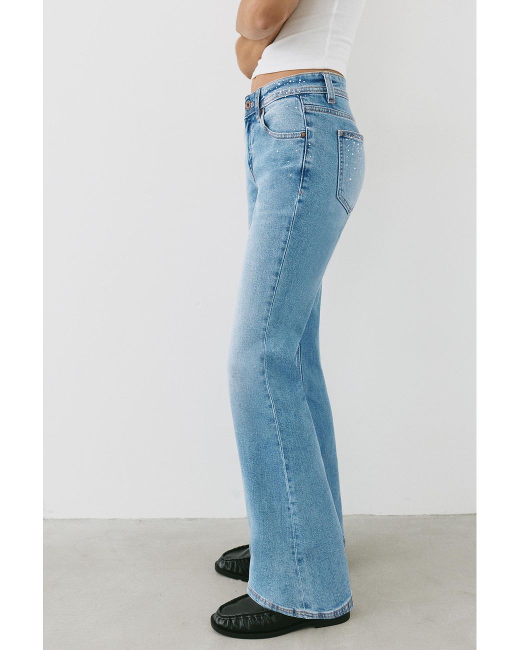 Pull&Bear Blue Rhinestone Boot-Cut Jeans