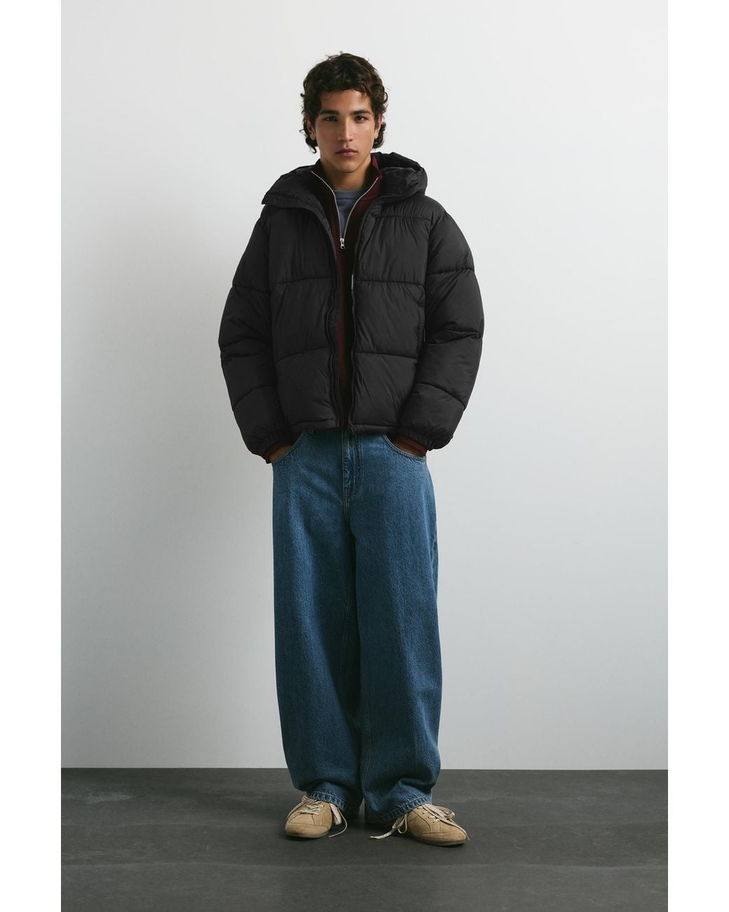 Pull&Bear Steppjacke Mit Kapuze in Black für Herren