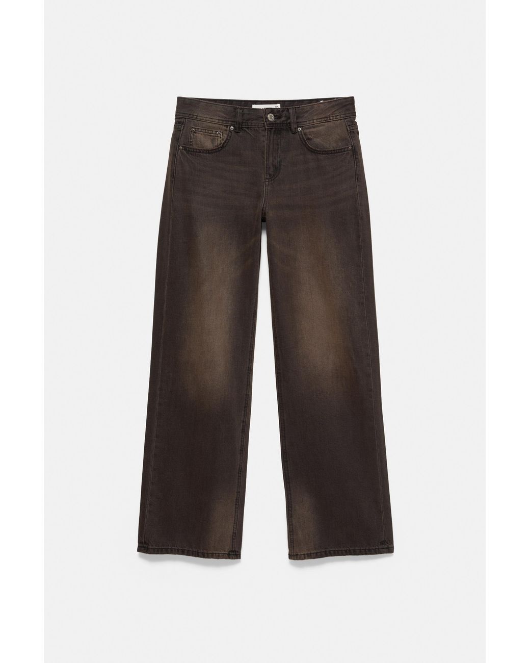 Pull&Bear Gray Low-Rise Straight-Leg Jeans