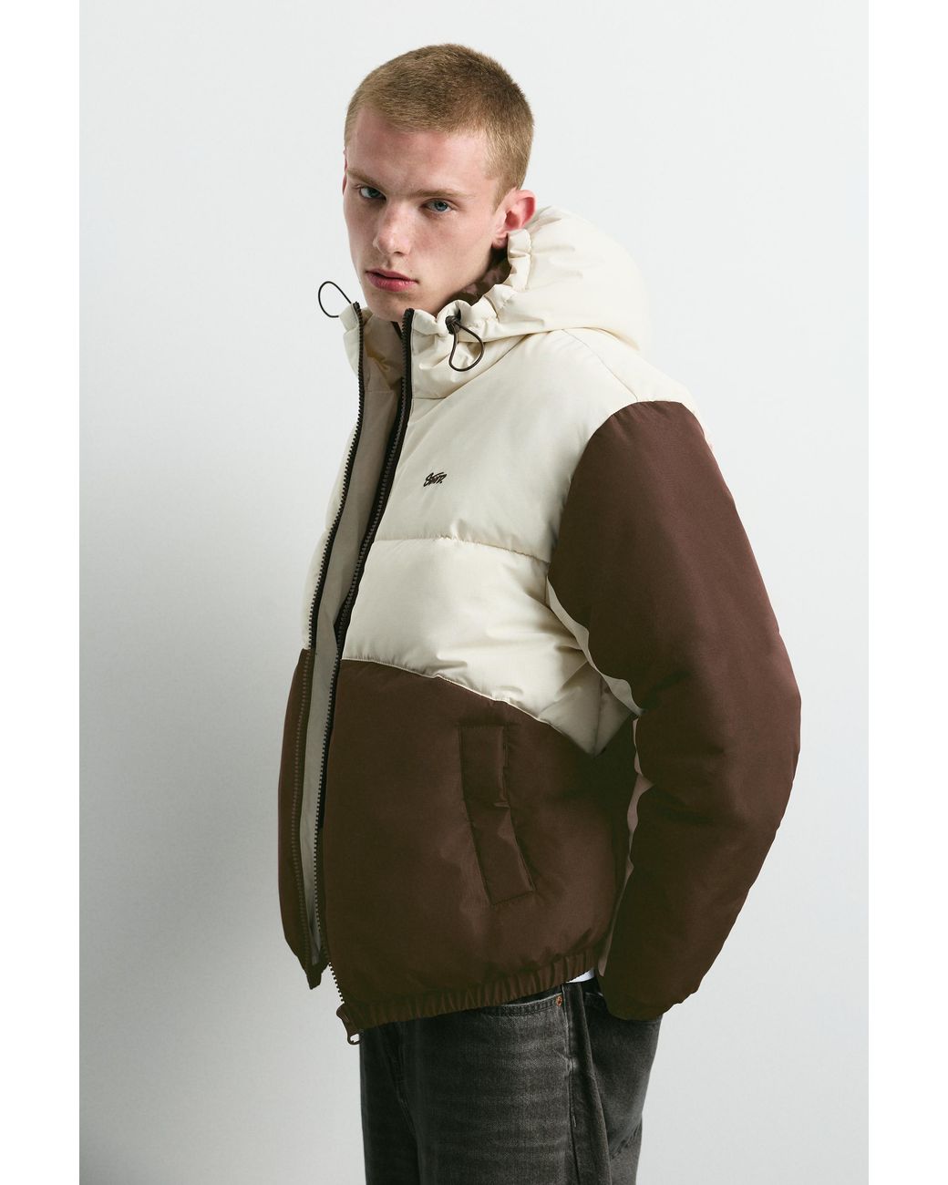 Blouson Matelassé À Panneaux Pull&Bear pour homme en coloris Brown