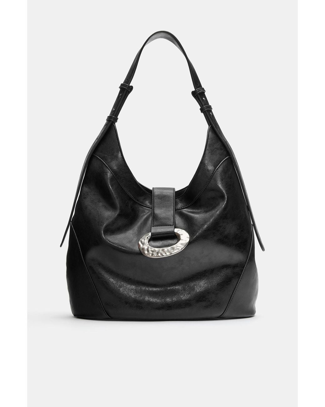 Pull&Bear Black Ring Detail Tote Bag