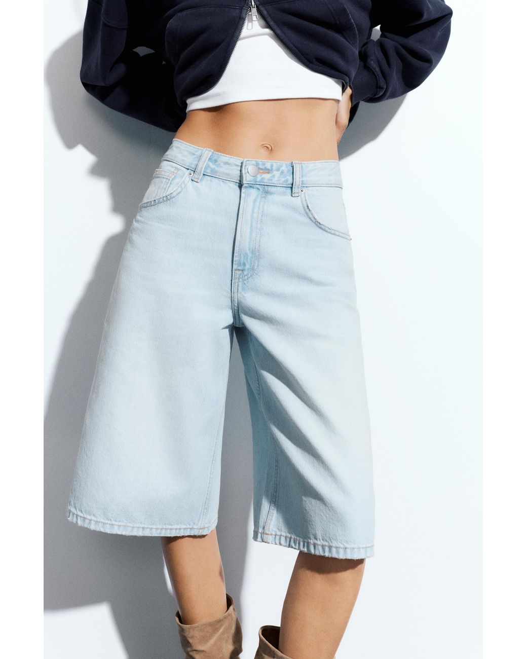 Pull&Bear Blue Jorts Mit Tiefer Bund