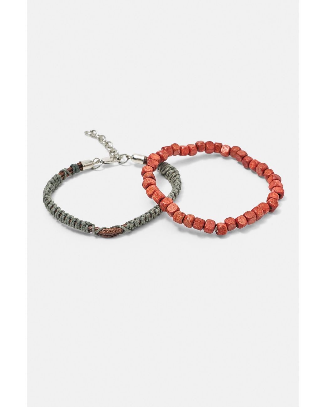 Pull&Bear White Pack Of 4 Beaded Bracelets for men