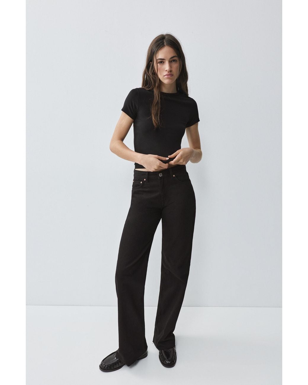 Pull&Bear Black Fitted Short Sleeve T-Shirt