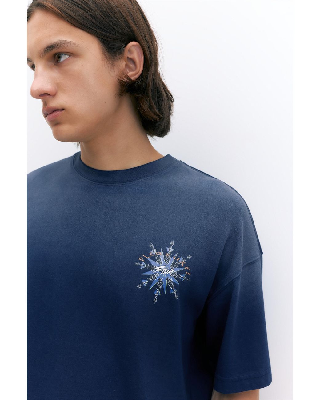 Pull&Bear Blue Pleasures X Stwd Boxy T-Shirt for men