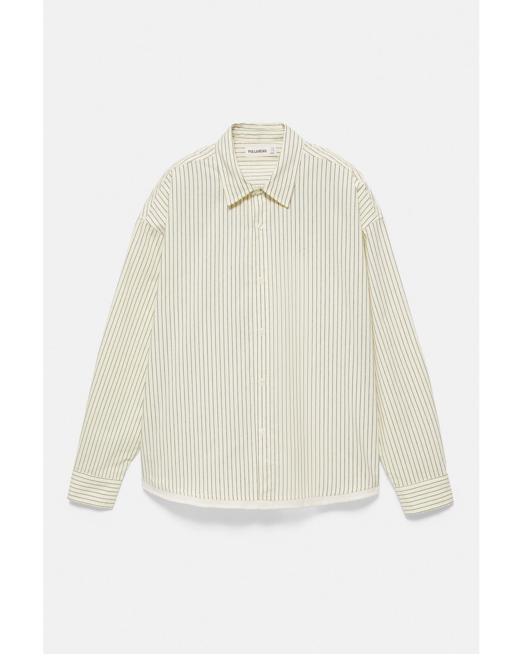 Pull&Bear Natural Striped Long Sleeve Shirt for men