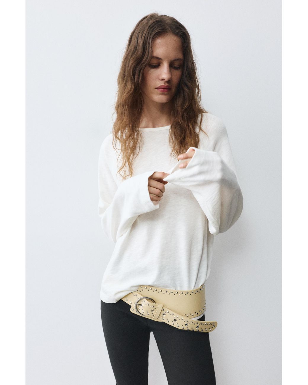 Pull&Bear White Long Sleeve Raglan T-Shirt