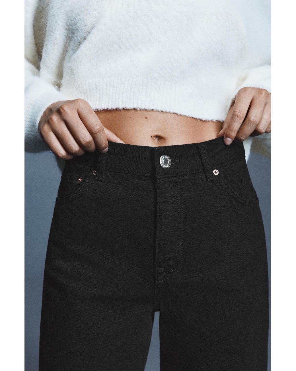 Pull&Bear Blue High-Waist Wide Straight-Leg Jeans