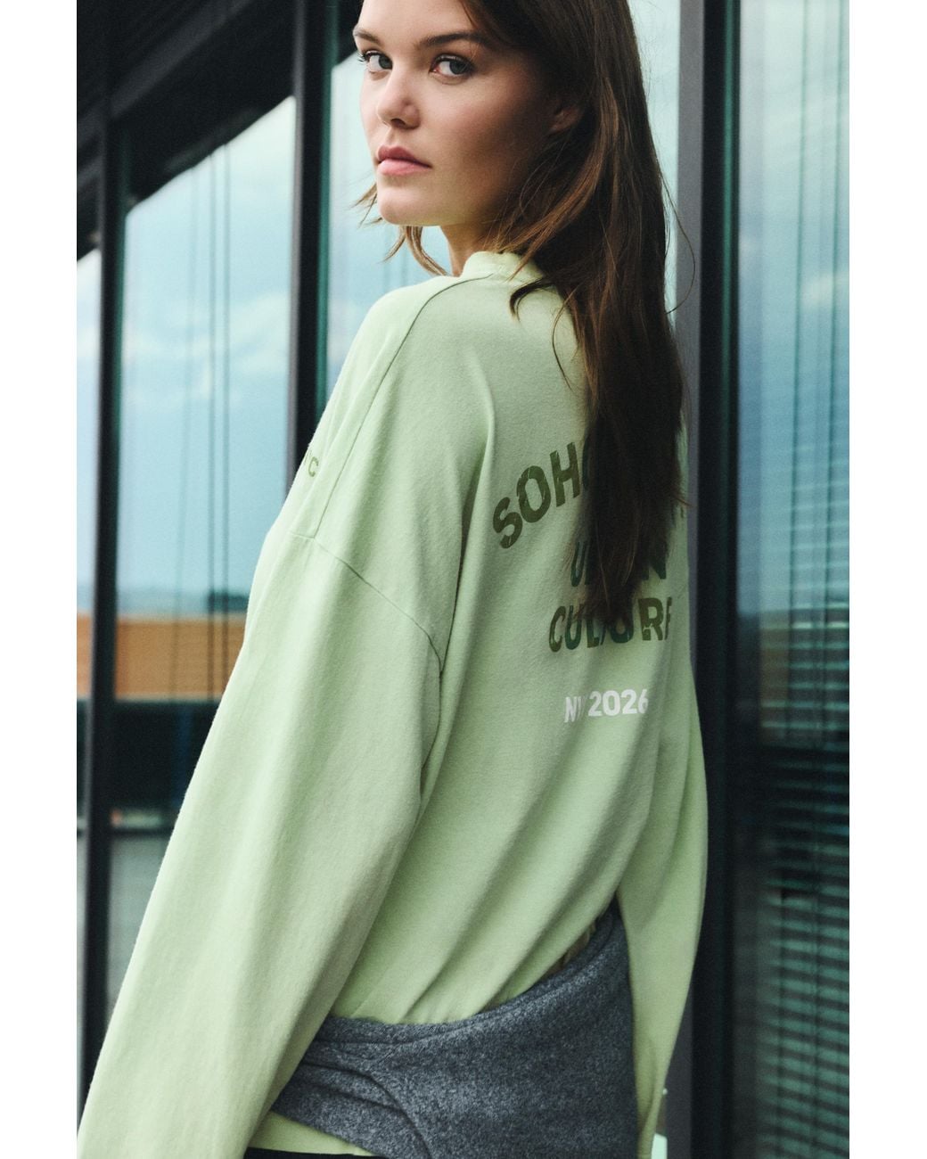 Pull&Bear Green Soho Oversize Graphic T-Shirt