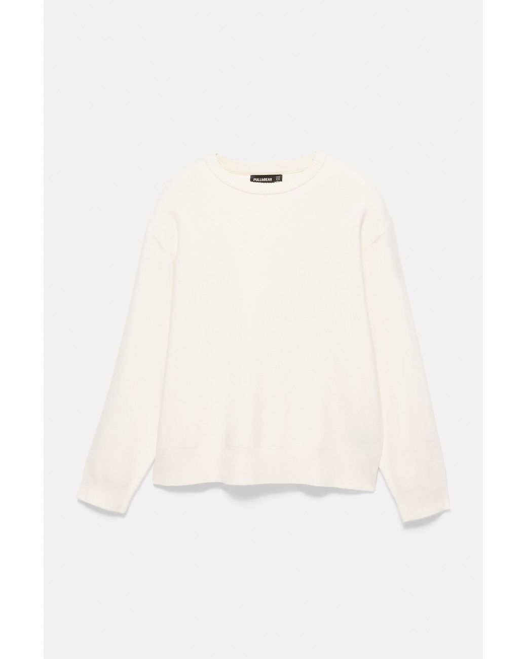 Pull&Bear White Soft Round Neck Jumper for men
